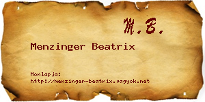 Menzinger Beatrix névjegykártya